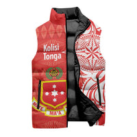 Personalised Kolisi Tonga Sleeveless Puffer Jacket Mate Maa Tonga Ngatu Pattern - Polynesian Pride
