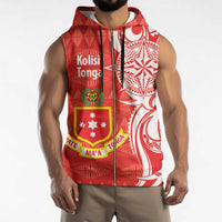 Personalised Kolisi Tonga Sleeveless Zip Hoodie Mate Maa Tonga Ngatu Pattern - Polynesian Pride