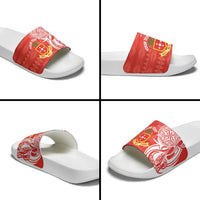 Personalised Kolisi Tonga Slide Sandals Mate Maa Tonga Ngatu Pattern - Polynesian Pride