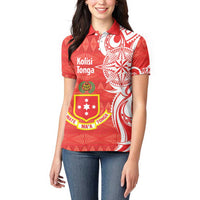 Personalised Kolisi Tonga Women Polo Shirt Mate Maa Tonga Ngatu Pattern - Polynesian Pride