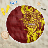 Personalised Tonga High School Beach Blanket THS Tongan Ngatu Pattern - Polynesian Pride
