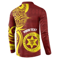 Personalised Tonga High School Button Sweatshirt THS Tongan Ngatu Pattern - Polynesian Pride