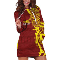 Personalised Tonga High School Hoodie Dress THS Tongan Ngatu Pattern - Polynesian Pride