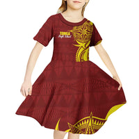 Personalised Tonga High School Kid Short Sleeve Dress THS Tongan Ngatu Pattern - Polynesian Pride