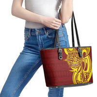 Personalised Tonga High School Leather Tote Bag THS Tongan Ngatu Pattern - Polynesian Pride