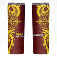 Personalised Tonga High School Skinny Tumbler THS Tongan Ngatu Pattern - Polynesian Pride