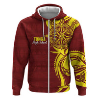 Personalised Tonga High School Zip Hoodie THS Tongan Ngatu Pattern - Polynesian Pride