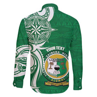 Personalised Liahona - Saineha High School Family Matching Long Sleeve Bodycon Dress and Hawaiian Shirt Tongan Ngatu Pattern - Polynesian Pride