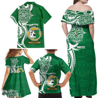 Personalised Liahona - Saineha High School Family Matching Off Shoulder Maxi Dress and Hawaiian Shirt Tongan Ngatu Pattern - Polynesian Pride