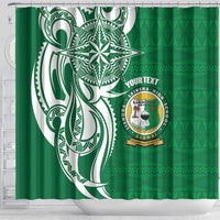 Personalised Liahona - Saineha High School Shower Curtain Tongan Ngatu Pattern - Polynesian Pride