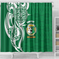 Personalised Liahona - Saineha High School Shower Curtain Tongan Ngatu Pattern - Polynesian Pride