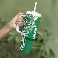 Personalised Liahona - Saineha High School Tumbler With Handle Tongan Ngatu Pattern - Polynesian Pride