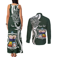 Personalised Tonga Takuilau College Couples Matching Tank Maxi Dress and Long Sleeve Button Shirt Est 1975 Tongan Ngatu Pattern - Polynesian Pride