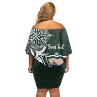 Personalised Tonga Takuilau College Off Shoulder Short Dress Est 1975 Tongan Ngatu Pattern - Polynesian Pride