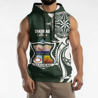 Personalised Tonga Takuilau College Sleeveless Hoodie Est 1975 Tongan Ngatu Pattern - Polynesian Pride