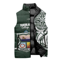 Personalised Tonga Takuilau College Sleeveless Puffer Jacket Est 1975 Tongan Ngatu Pattern - Polynesian Pride