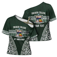 Personalised Tonga Takuilau College Cross Shoulder Shirt 50th Anniversary Ngatu Kupesi - Polynesian Pride