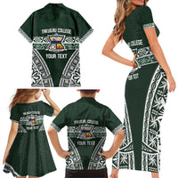 Personalised Tonga Takuilau College Family Matching Short Sleeve Bodycon Dress and Hawaiian Shirt 50th Anniversary Ngatu Kupesi - Polynesian Pride