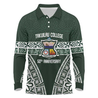 Personalised Tonga Takuilau College Long Sleeve Polo Shirt 50th Anniversary Ngatu Kupesi - Polynesian Pride