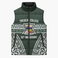 Personalised Tonga Takuilau College Sleeveless Puffer Jacket 50th Anniversary Ngatu Kupesi - Polynesian Pride
