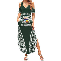 Personalised Tonga Takuilau College Summer Maxi Dress 50th Anniversary Ngatu Kupesi - Polynesian Pride