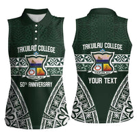 Personalised Tonga Takuilau College Women Sleeveless Polo Shirt 50th Anniversary Ngatu Kupesi - Polynesian Pride
