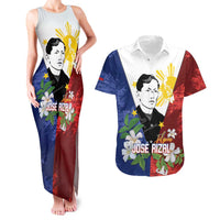 Philippines Rizal Day Couples Matching Tank Maxi Dress and Hawaiian Shirt Filipino Sampaguita Grunge Style - Polynesian Pride