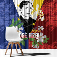 Philippines Rizal Day Window Curtain Filipino Sampaguita Grunge Style - Polynesian Pride