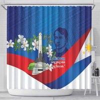 Philippines Rizal Day Shower Curtain Filipino Motto Stella Polynesian Pattern - Polynesian Pride