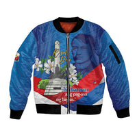 Philippines Rizal Day Sleeve Zip Bomber Jacket Filipino Motto Stella Polynesian Pattern - Polynesian Pride