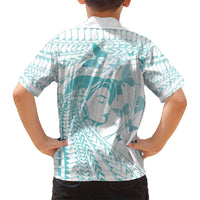 Polynesia Cervical Cancer Awareness Month Family Matching Off Shoulder Maxi Dress and Hawaiian Shirt Polynesian Women Faith Hope Love!