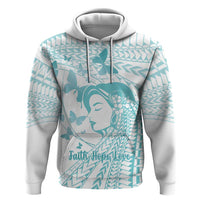 Polynesia Cervical Cancer Awareness Month Hoodie Polynesian Women Faith Hope Love! LT14 Pullover Hoodie White - Polynesian Pride