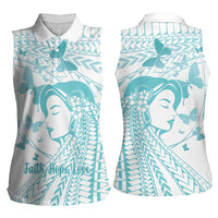 Polynesia Cervical Cancer Awareness Month Women Sleeveless Polo Shirt Polynesian Women Faith Hope Love!