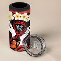Polynesia AIDS Awareness Month 4 in 1 Can Cooler Tumbler Take The Rights Path Polynesian Pattern