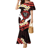 Polynesia AIDS Awareness Month Family Matching Mermaid Dress and Hawaiian Shirt Take The Rights Path Polynesian Pattern