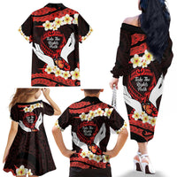 Polynesia AIDS Awareness Month Family Matching Off The Shoulder Long Sleeve Dress and Hawaiian Shirt Take The Rights Path Polynesian Pattern