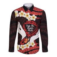 Polynesia AIDS Awareness Month Long Sleeve Button Shirt Take The Rights Path Polynesian Pattern LT14 Unisex Red - Polynesian Pride