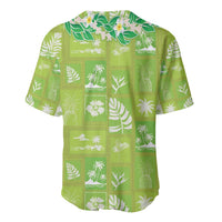 Aloha Hawaii Tuberose Lei Baseball Jersey Tropical Vibes Green Color - Polynesian Pride