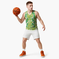 Aloha Hawaii Tuberose Lei Basketball Jersey Tropical Vibes Green Color - Polynesian Pride