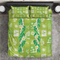 Aloha Hawaii Tuberose Lei Bedding Set Tropical Vibes Green Color - Polynesian Pride