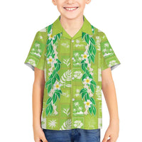 Aloha Hawaii Tuberose Lei Family Matching Mermaid Dress and Hawaiian Shirt Tropical Vibes Green Color LT14 - Polynesian Pride
