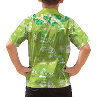 Aloha Hawaii Tuberose Lei Family Matching Puletasi and Hawaiian Shirt Tropical Vibes Green Color - Polynesian Pride