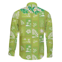 Aloha Hawaii Tuberose Lei Family Matching Puletasi and Hawaiian Shirt Tropical Vibes Green Color - Polynesian Pride