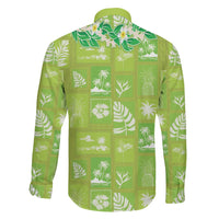 Aloha Hawaii Tuberose Lei Family Matching Puletasi and Hawaiian Shirt Tropical Vibes Green Color LT14 - Polynesian Pride