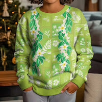 Aloha Hawaii Tuberose Lei Kid Ugly Christmas Sweater Tropical Vibes Green Color - Polynesian Pride