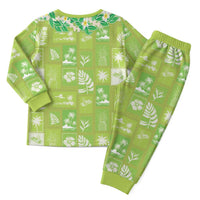 Aloha Hawaii Tuberose Lei Christmas Pajama Set Tropical Vibes Green Color - Polynesian Pride