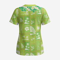 Aloha Hawaii Tuberose Lei Scrub Top Tropical Vibes Green Color - Polynesian Pride