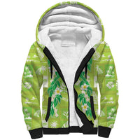Aloha Hawaii Tuberose Lei Sherpa Hoodie Tropical Vibes Green Color - Polynesian Pride