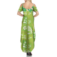 Aloha Hawaii Tuberose Lei Summer Maxi Dress Tropical Vibes Green Color LT14 - Polynesian Pride