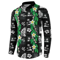Aloha Hawaii Tuberose Lei Button Sweatshirt Tropical Vibes Black Color - Polynesian Pride
